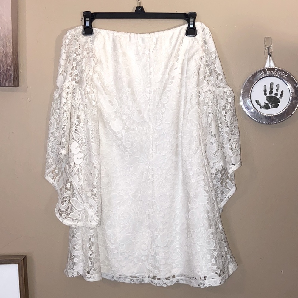 White off the should dress